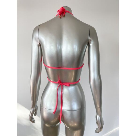 Vitamin A Bikini Top XS Swimwear Serra Keyhole Triangle Wrap Neon Coral - Picture 2 of 5